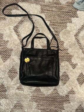 margot Black Leather Crossbody Bag with Top Handles